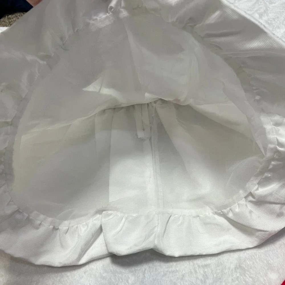 VINTAGE Ruth of Carolina Holiday Dress 4T Girls White Red Sash Lace Formal